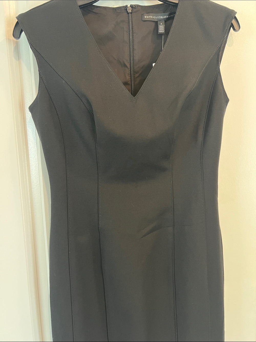 NWT White House Black Market Black V-Neck Sheath Dress - Picture 2 of 7